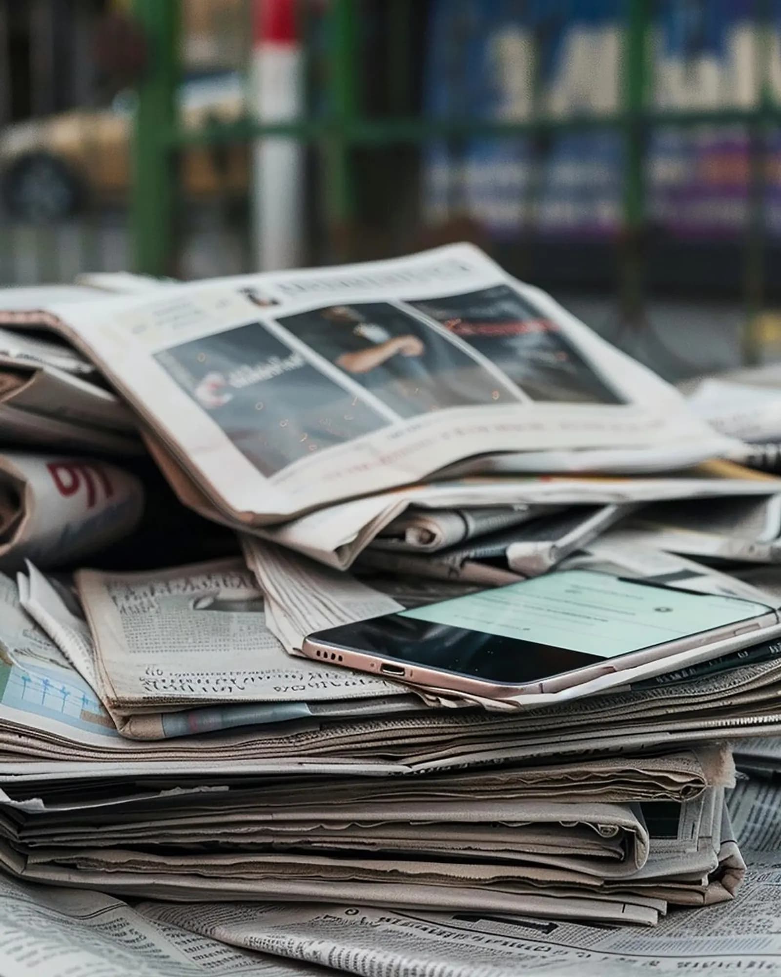 Research notes and printed pages spread on an editorial desk.